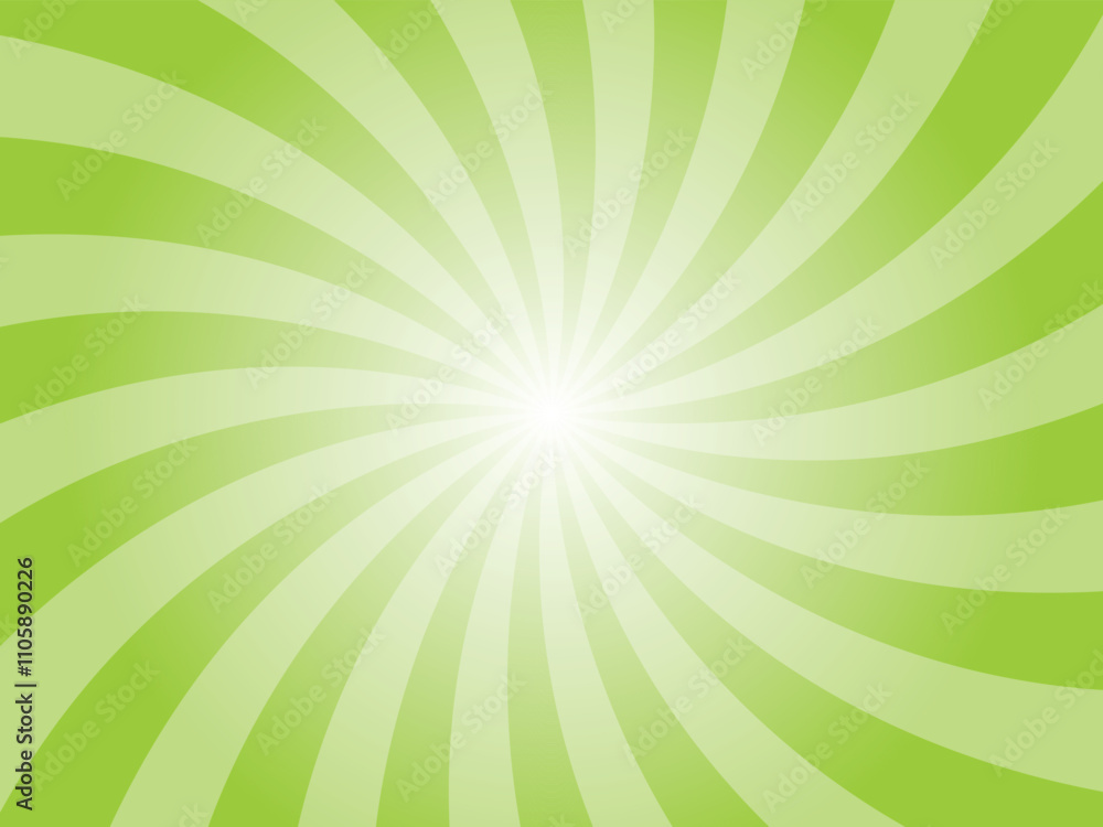 Green sunburst background. Yellow green radial retro glowing rays banner. Abstract retro whirlwind starburst vector abstract background. Twisted radial illustration. Green sunburst background. Yellow green radial retro glowing rays banner. Abstract retro whirlwind starburst vector abstract background. Twisted radial illustration.