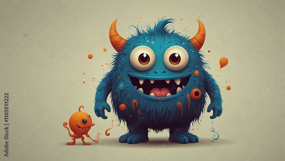 Cute monster illustration on a light background. Cute monster illustration on a light background.