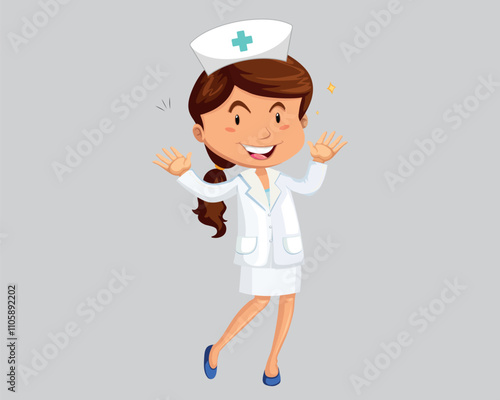 Female nurse in uniform cartoon character vector illustration