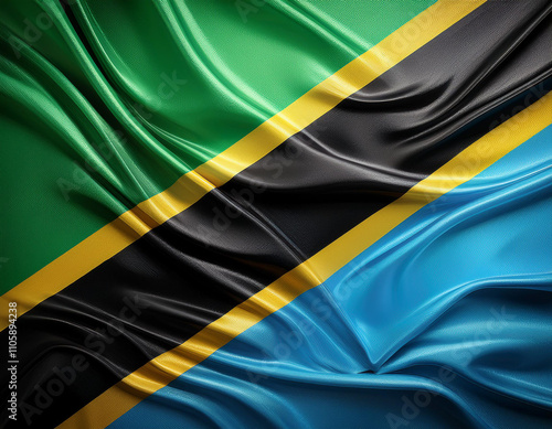 Close-up of the Tanzanian flag