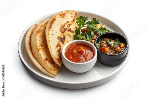 Delicious Plate of Freshly Made Flatbreads with Dipping Sauces