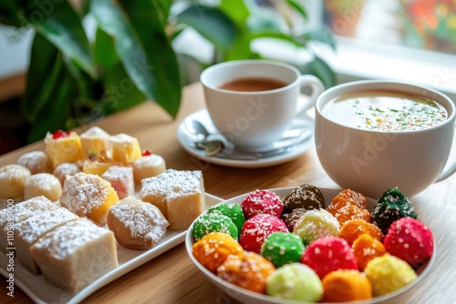 Delicious Assortment of Sweets and Savory Treats with Tea