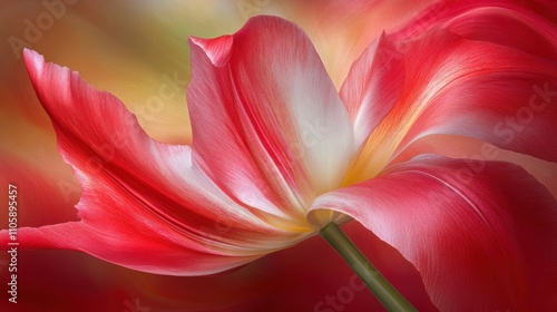 Vibrant red tulip petals in artistic close-up.