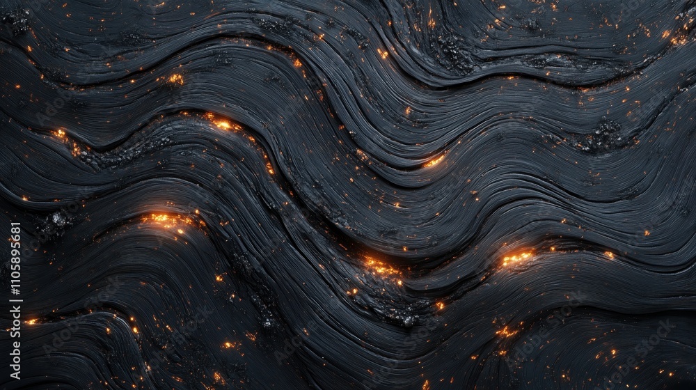 Detailed Close-up of Charred Blackened Wood Grain Texture with Smoky Undertones and Glowing Embers for Creative Backgrounds or Design Elements Detailed Close-up of Charred Blackened Wood Grain Texture with Smoky Undertones and Glowing Embers for Creative Backgrounds or Design Elements