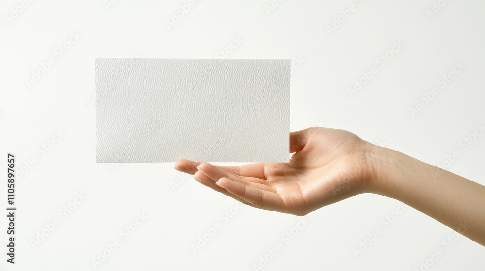Woman s Hand Carefully Presenting a Blank Letter Sized Document Woman s Hand Carefully Presenting a Blank Letter Sized Document