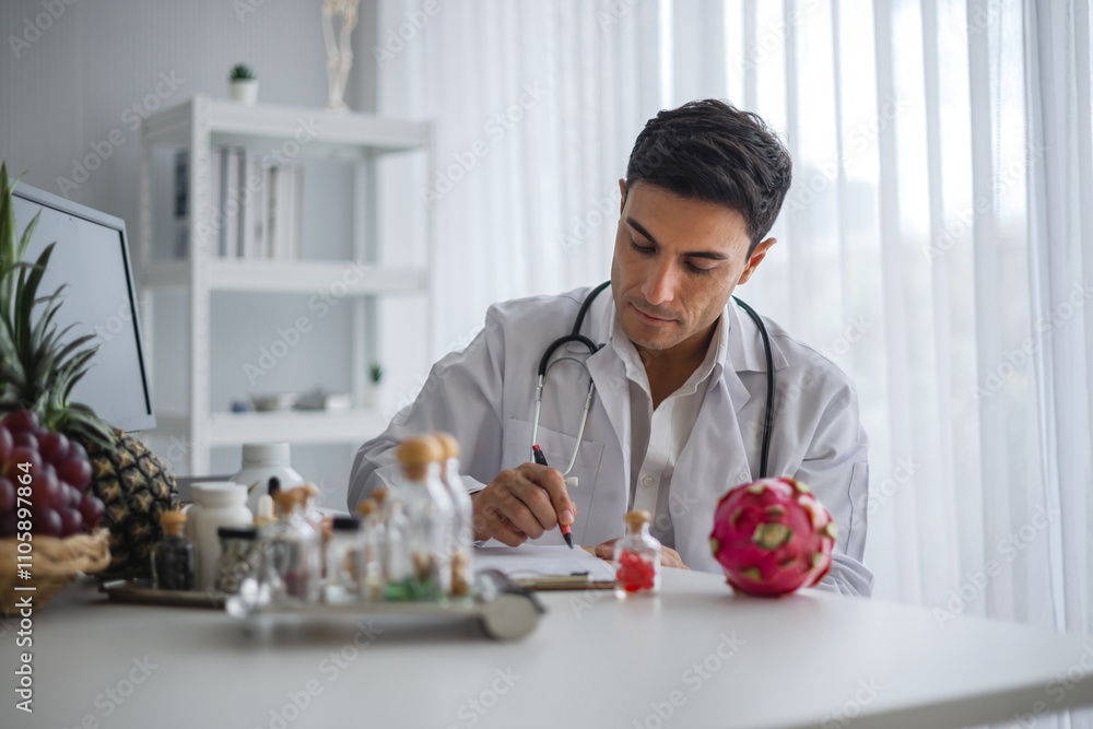 man in a white lab coat is writing in a notebook man in a white lab coat is writing in a notebook
