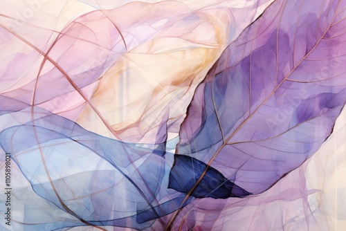 Obraz na płótnie Multilayered Leaf Abstraction in Soft Violet and Beige