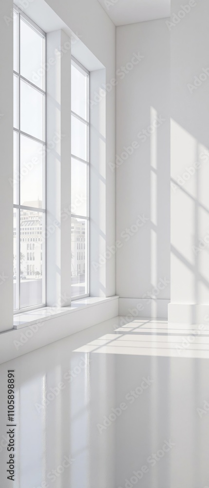 Room with a large window and white walls for natural light, white wall, natural light, airy feel, clean lines Room with a large window and white walls for natural light, white wall, natural light, airy feel, clean lines