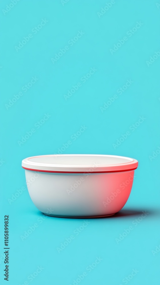 White bowl with lid on blue background White bowl with lid on blue background