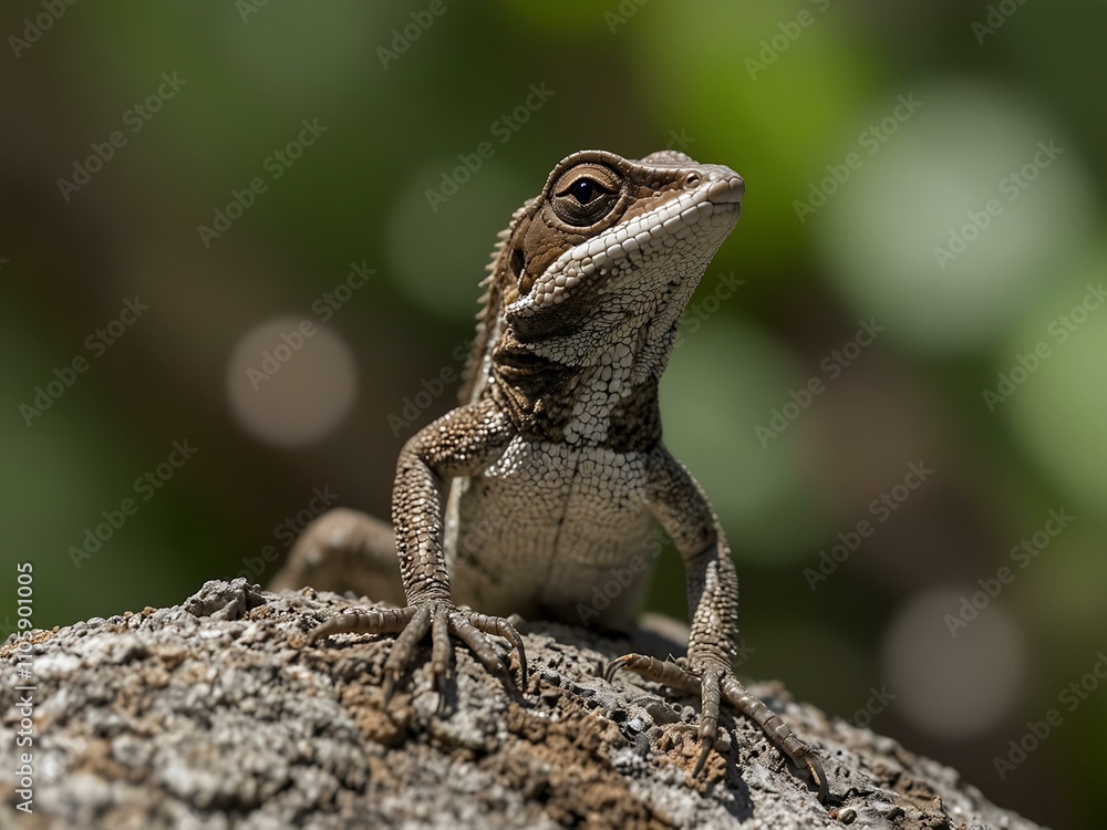 Dark brown anole lizard in a Florida garden. Dark brown anole lizard in a Florida garden.
