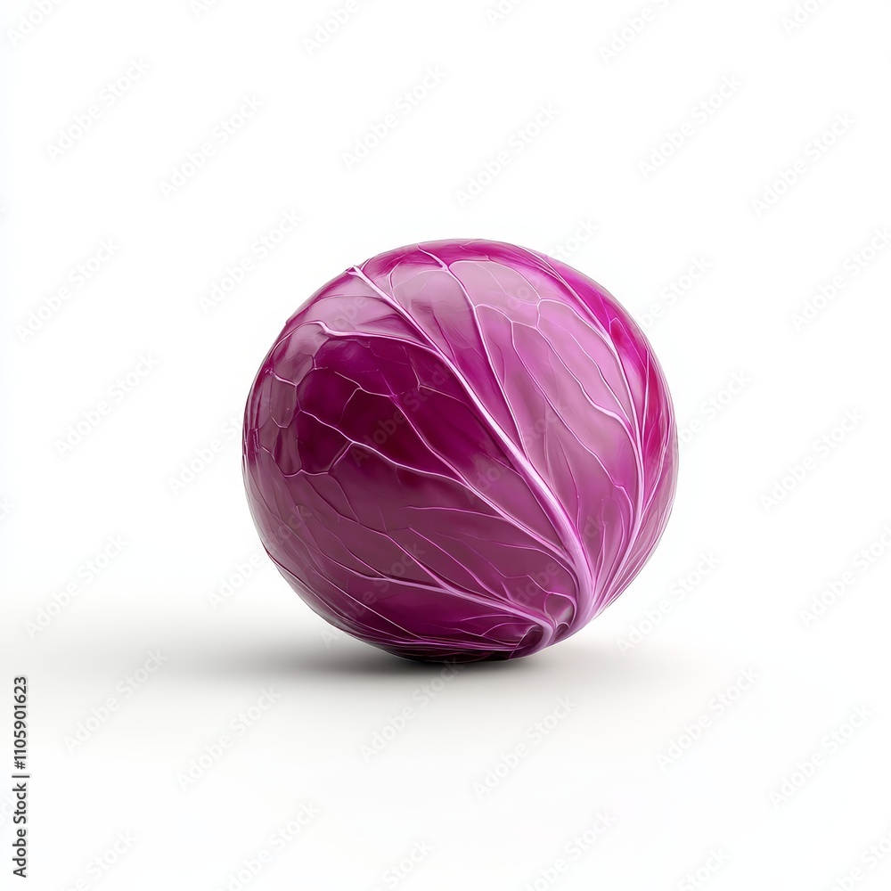 Vibrant Red Cabbage with Smooth Round Shape and Glossy Texture Vibrant Red Cabbage with Smooth Round Shape and Glossy Texture