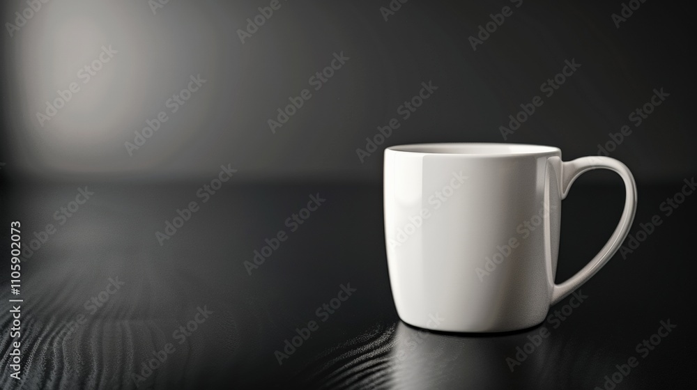 Simple white mug on dark wooden surface. Simple white mug on dark wooden surface.