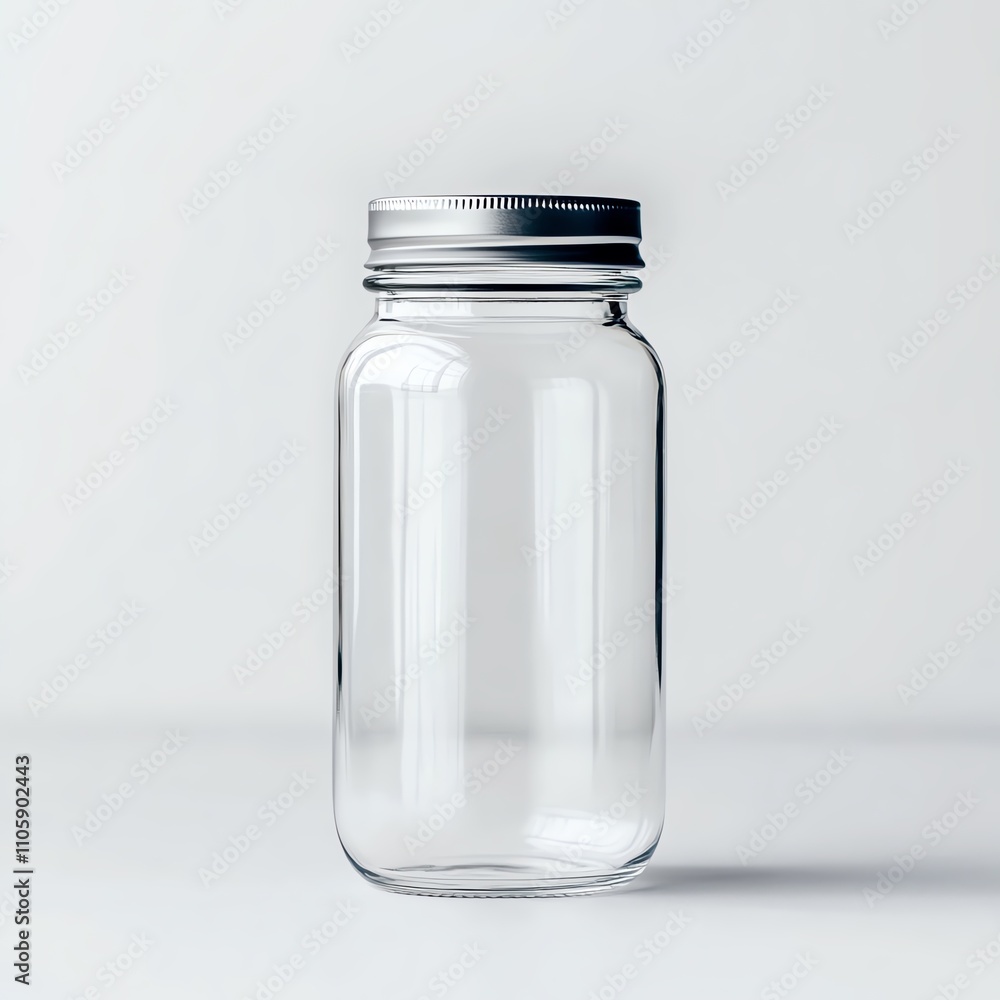Empty glass jar with metal lid. Empty glass jar with metal lid.
