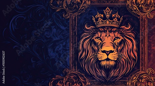 Majestic Lion Portrait Crowned in Regal Grandeur