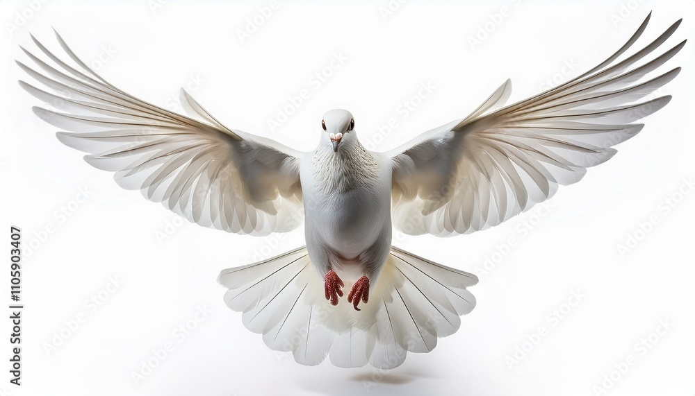 Flying white doveon isolated white backgroud Flying white doveon isolated white backgroud