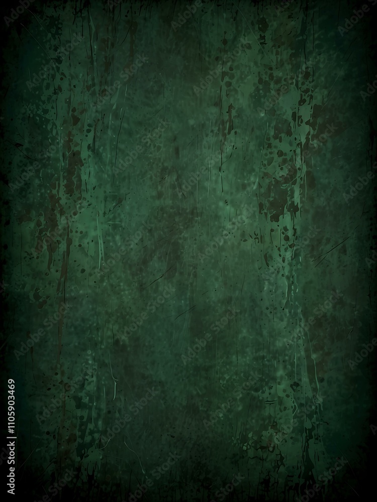 Obraz premium Dark green grunge background with distressed textures.
