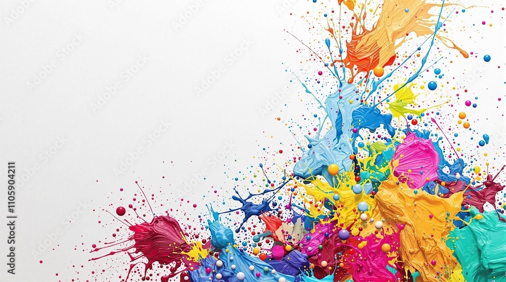 Obraz premium Vibrant splash of colorful paint on a canvas background, creative canvas, painterly effect, colorful brushstrokes