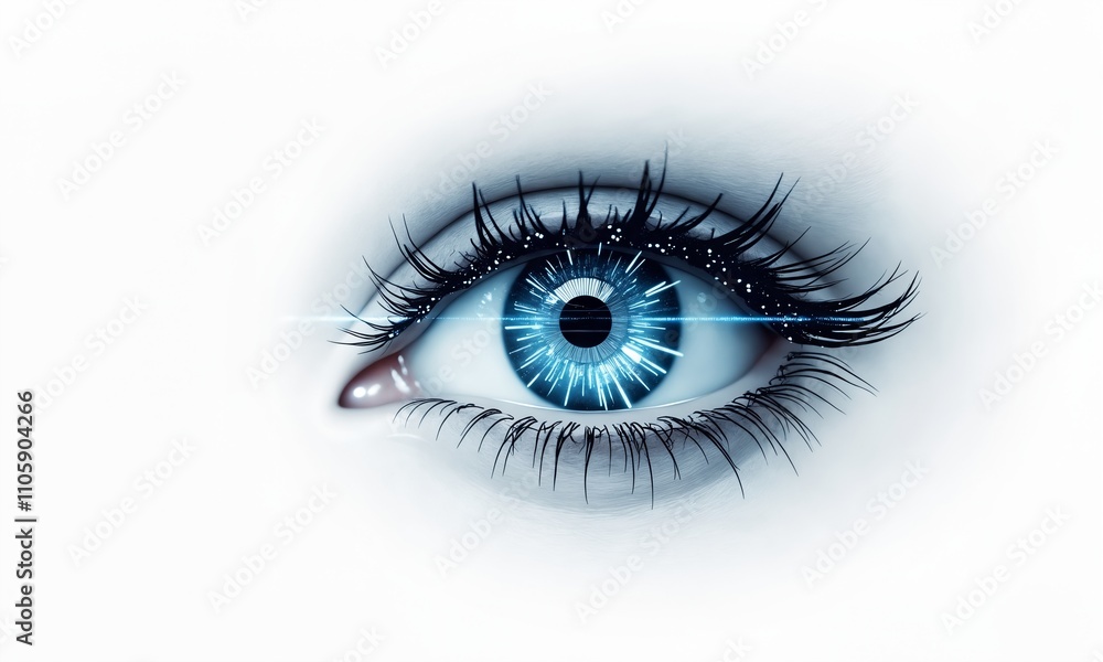 A stylized digital eye composed of microchips and glowing data streams, symbolizing AI vision technology. The white background provides contrast, emphasizing the intricate details of the design. A stylized digital eye composed of microchips and glowing data streams, symbolizing AI vision technology. The white background provides contrast, emphasizing the intricate details of the design.
