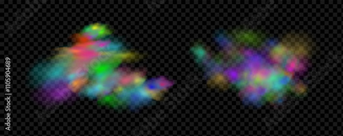 Background of an explosion of colorful smoke clouds.Multicolor fog with blue and yellow particles.Explosions of color powder.