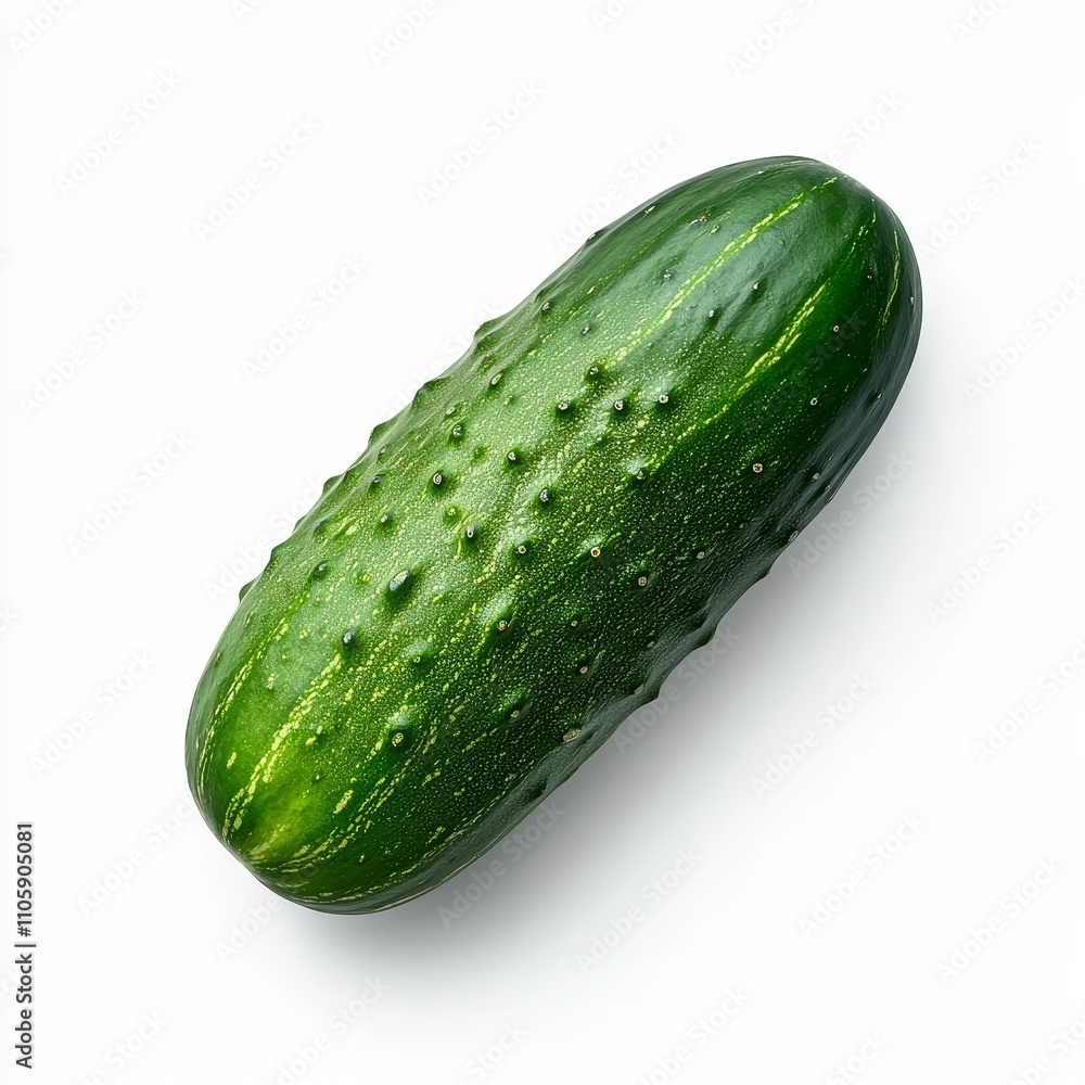 Vibrant Green Cucumber with Firm Texture on White Background Vibrant Green Cucumber with Firm Texture on White Background