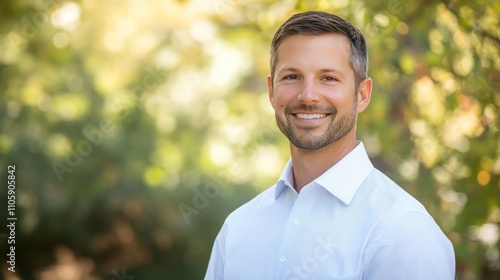 Portrait of a Smiling Man in a Park