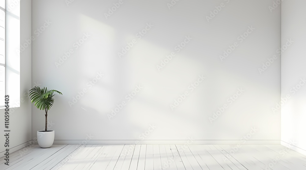 White office interior with wall mockup White office interior with wall mockup