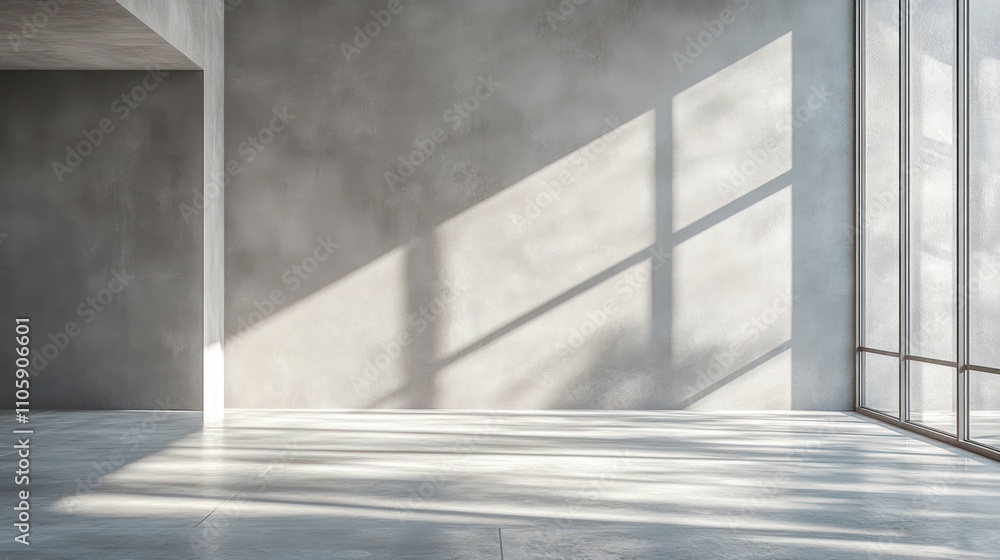 Obraz premium Sunlit Minimalist Room With Concrete Walls And Floor