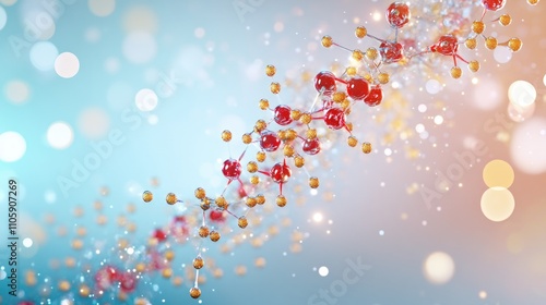 Abstract Representation of Molecular Structure with Colorful Atoms and Bokeh Background for Scientific and Educational Purposes photo