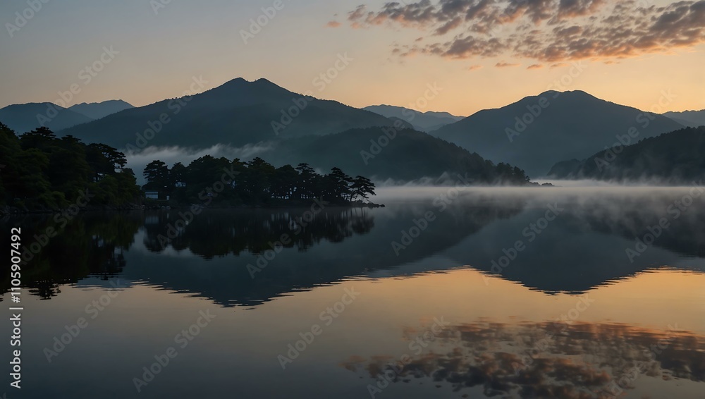 Fototapeta premium Dawn at Lake Mashu, Japan.