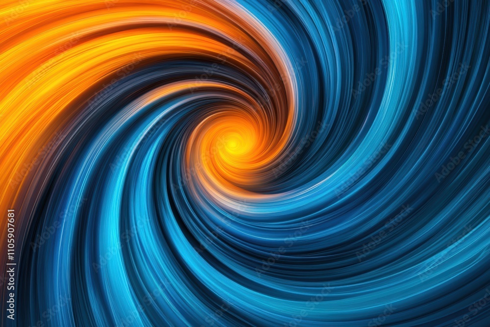 Fototapeta premium Vibrant swirl blue orange energy creating dynamic visual effect creative projects abstract art.