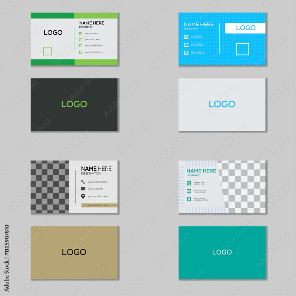 Collection of 4 Business card template .Double-sided creative business card vector design template. Collection of 4 Business card template .Double-sided creative business card vector design template.