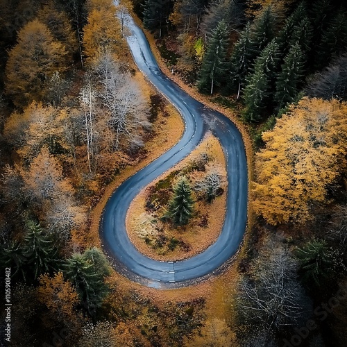 Captivating vertical shot of a road winding through forest wilderness
