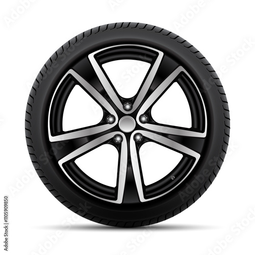 car wheel isolated on white photo