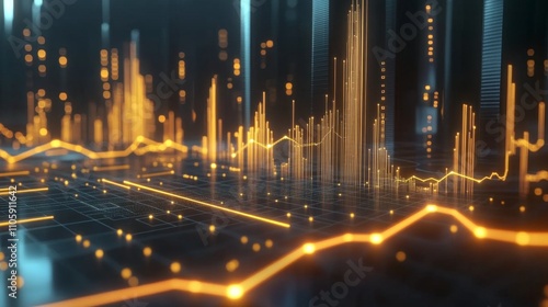 Predictive Data Analysis with Glowing Trend Lines and Graphs