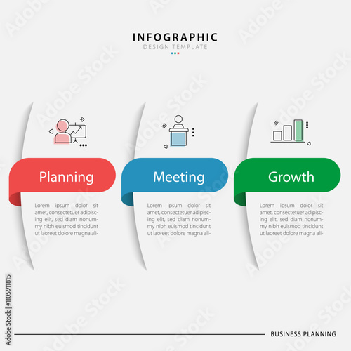 Business infographic template. 3 Step timeline journey. Process diagram, 3 options on white background, Infograph elements vector illustration.