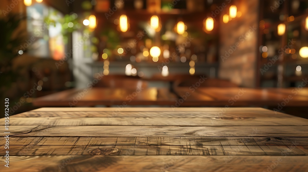 Empty wooden table with christmas theme in background, Warm Glow: A Cozy Evening at a Wooden Table Empty wooden table with christmas theme in background, Warm Glow: A Cozy Evening at a Wooden Table