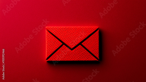 Red envelope on vibrant red background. Minimalist design concept perfect for communication themes and promotional material. photo