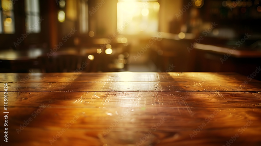 Empty wooden table with christmas theme in background, Warm Glow: A Cozy Evening at a Wooden Table Empty wooden table with christmas theme in background, Warm Glow: A Cozy Evening at a Wooden Table
