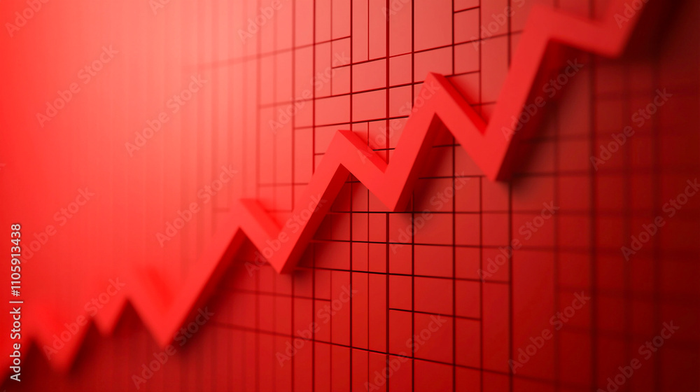 Red upward arrow symbolizing growth on a financial chart background, illustrating economic progress and positive trends. Red upward arrow symbolizing growth on a financial chart background, illustrating economic progress and positive trends.