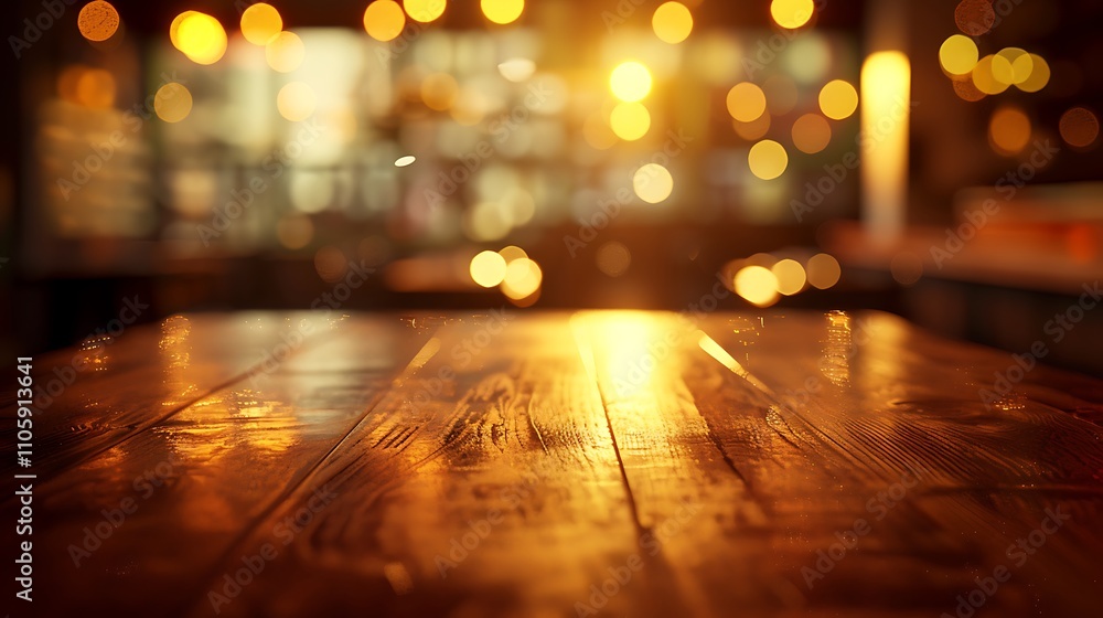 Empty wooden table with christmas theme in background, Warm Glow: A Cozy Evening at a Wooden Table Empty wooden table with christmas theme in background, Warm Glow: A Cozy Evening at a Wooden Table