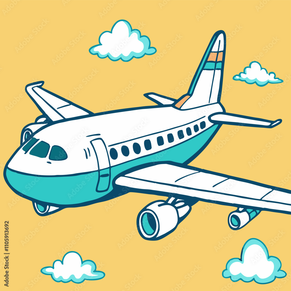 Airplane Cartoon Vector Adventure Illustrations Airplane Cartoon Vector Adventure Illustrations