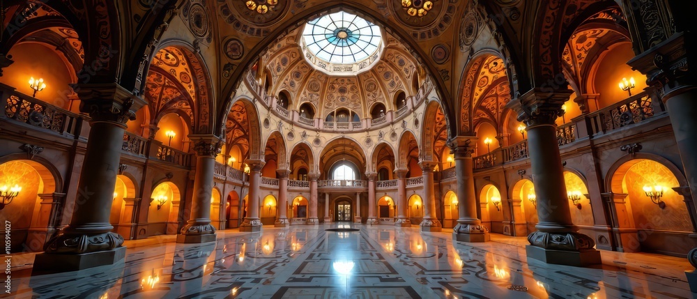 Obraz premium Palau de la Musica Catalana Barcelona AI Photo, Architectural Landmark, Majestic, Stunning, Depth, Mood, Lighting, Atmosphere, Style, Quality, Additional Elements