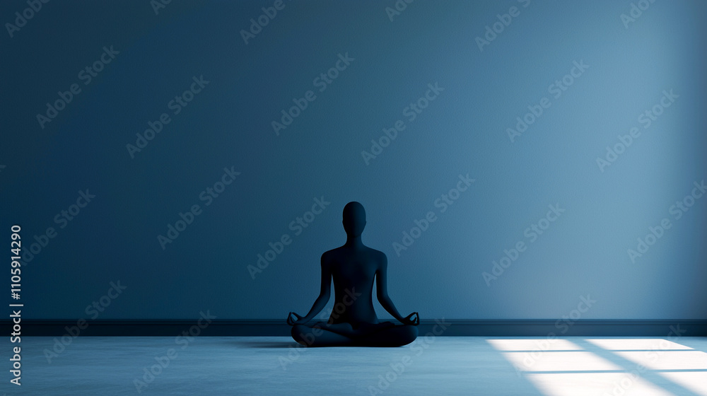 Silhouette of a person meditating in a serene room, with light streaming through a window, evoking peace and tranquility. Silhouette of a person meditating in a serene room, with light streaming through a window, evoking peace and tranquility.