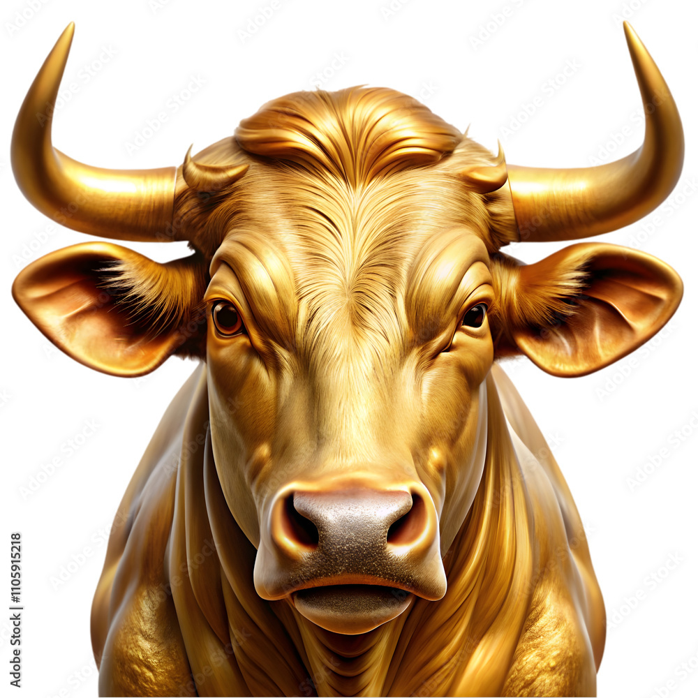 a golden bull portrait isolated on transparent background a golden bull portrait isolated on transparent background