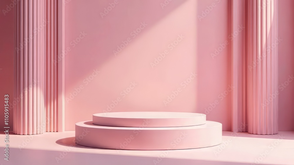 Pink Podium Display, Pink Background, High-End Product Showcase, AI Art, Modern, Elegant Pink Podium Display, Pink Background, High-End Product Showcase, AI Art, Modern, Elegant