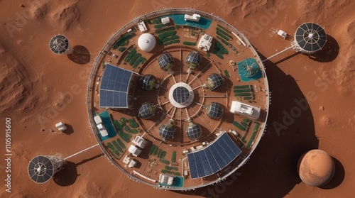 Futuristic Mars Habitat Model with Solar Panels
