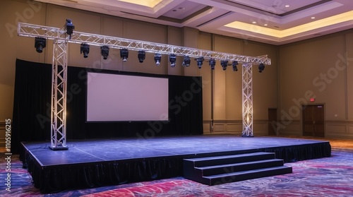 Modern event stage setup for presentations and performances.