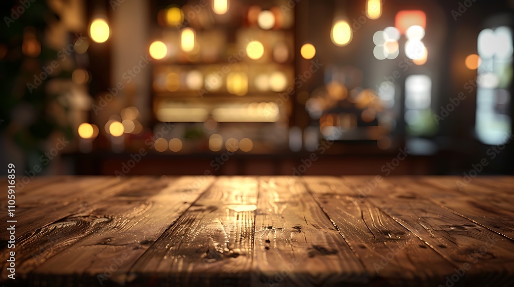 Empty wooden table with christmas theme in background, Warm Glow: A Cozy Evening at a Wooden Table Empty wooden table with christmas theme in background, Warm Glow: A Cozy Evening at a Wooden Table