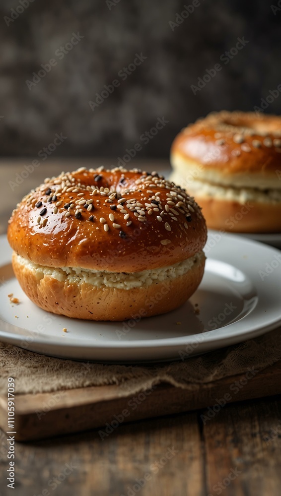 Delicious bun on a plate. Delicious bun on a plate.