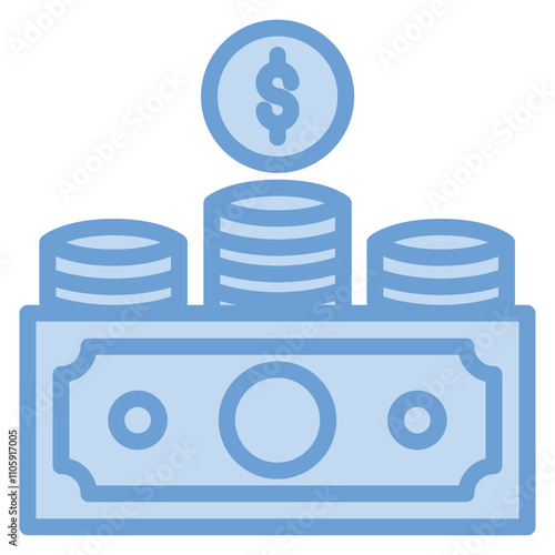 recession icon blue line and blue fill depiction of economic recession